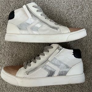 Women’s Dolce Vita Sneakers. White with copper toe and silver accents. Sz. 7.5